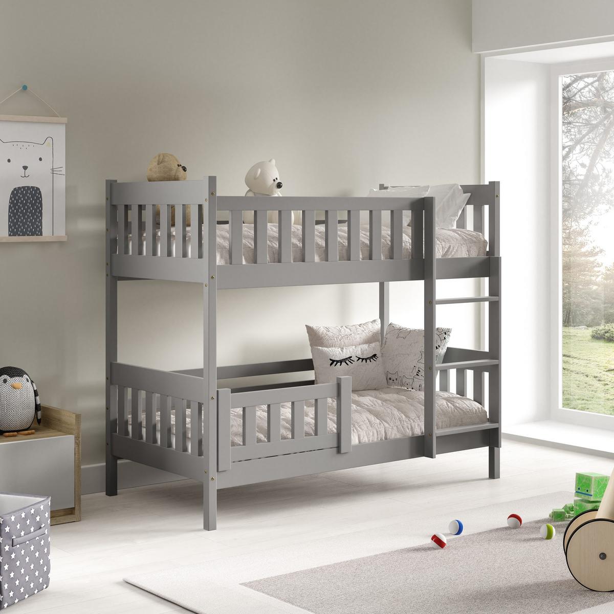 ETAGENBETT LUCIA 80x160 cm Hellgrau - Hellgrau, Holz (80/160cm) - MASSENO