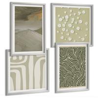 BILDER SET 4er Set - 50x50 cm & 40x60 cm Silberner Rahmen - Abstrakte Boho-Muster - Silberfarben, Kunststoff (50/50cm) - TULUP