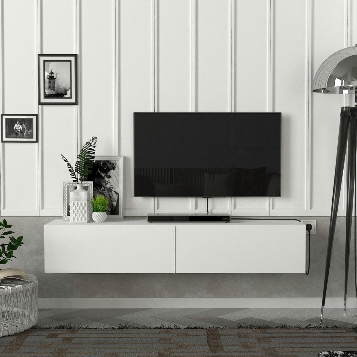 TV-ELEMENT Toivakka - Weiß, Holzwerkstoff (135/25/31cm) - [en.casa]