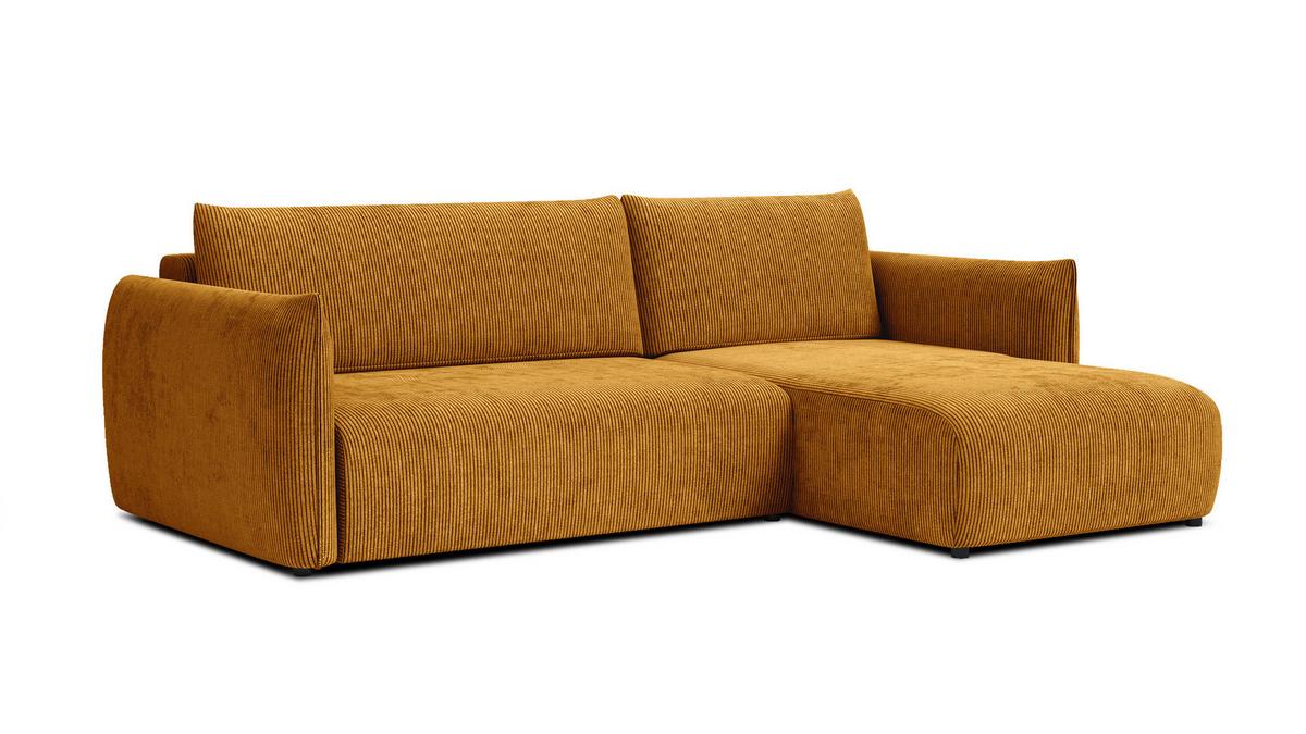 ECKSOFA TAUER 3-Sitzer links, safran - Gelb/Schwarz, Holz/Textil (248/173cm) - Wozimo