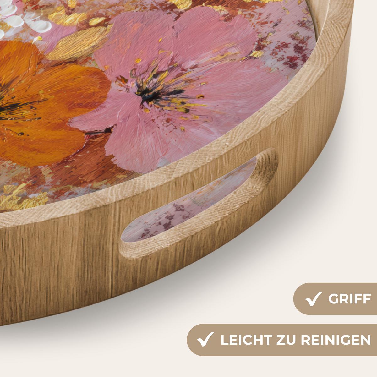 TABLETT Malerei - Blumen - Rustikal - Rosa 50x50 cm - Rosa, Holz (50/5/5cm) - OnlyWow