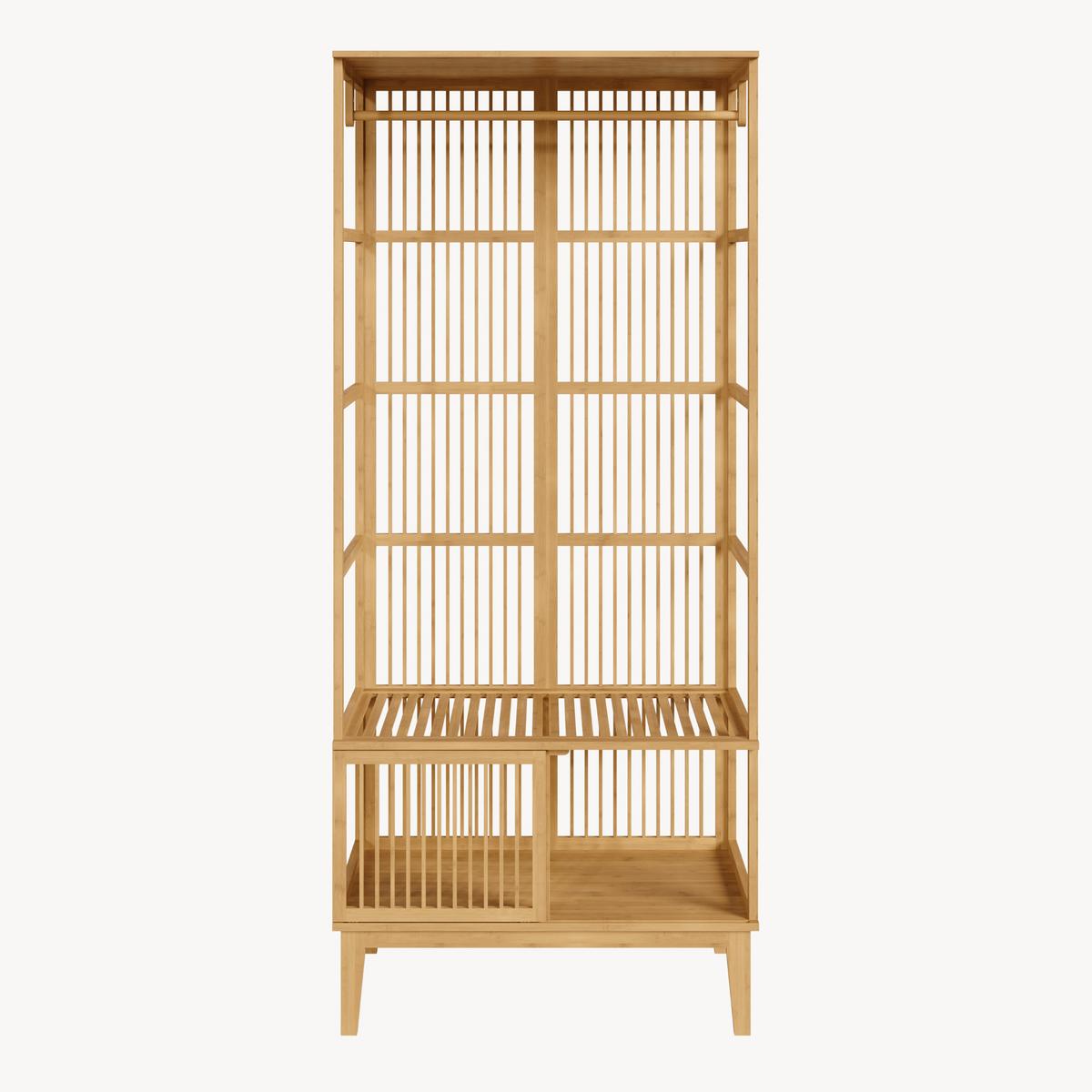 GARDEROBENSTÄNDER Vemb - Naturfarben, Holz (80/185/45cm) - [en.casa]