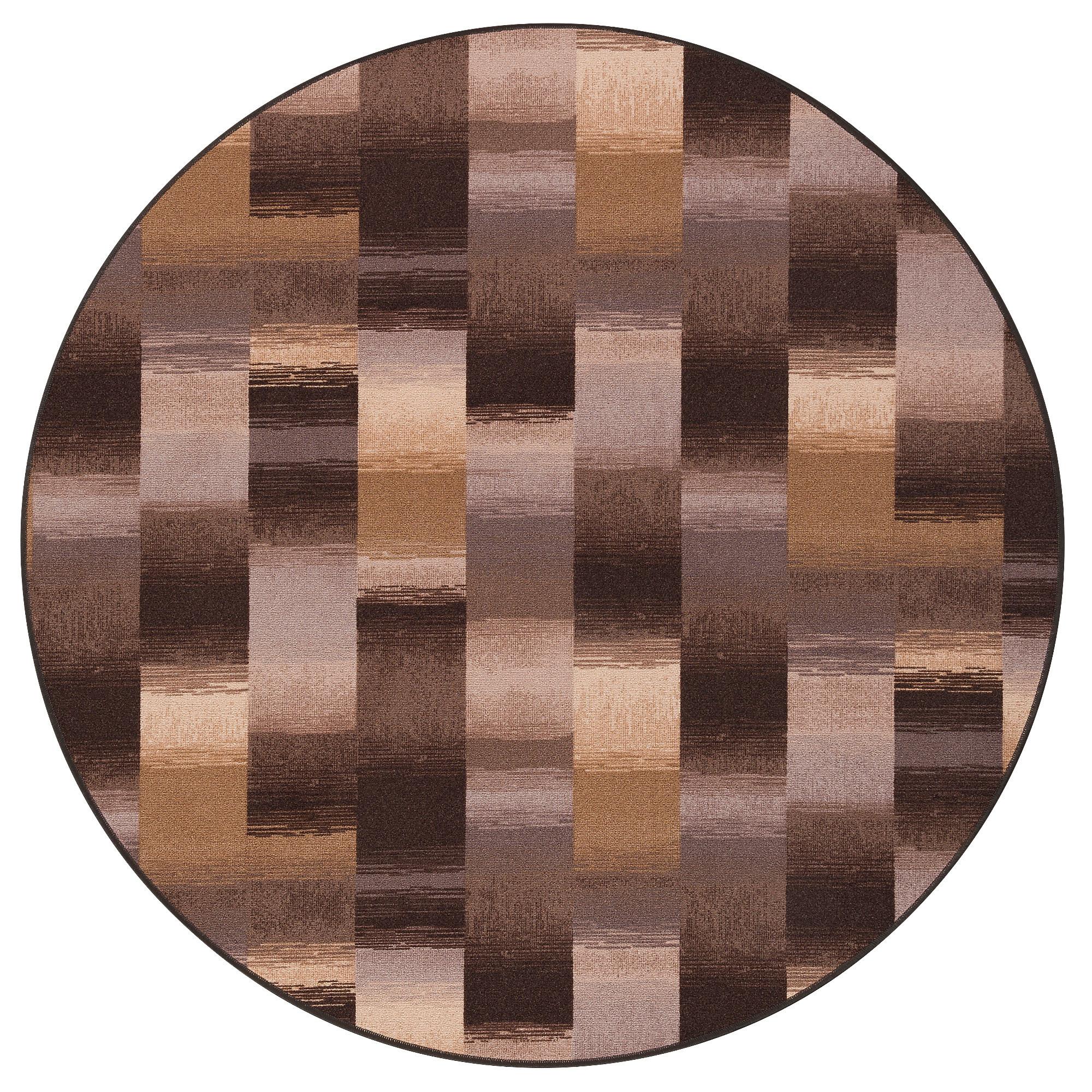 DESIGNER VELOUR TEPPICH MYSTIC KARO RUND - Braun, Textil (100/100cm) - Snapstyle