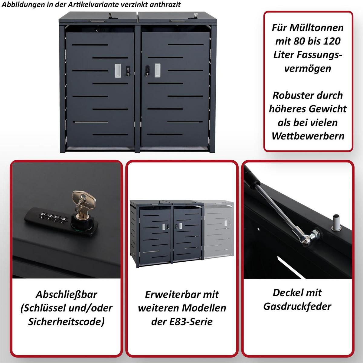 MÜLLTONNENVERKLEIDUNG 2ER Silber - Silberfarben, Metall (115/103/63cm) - MCW