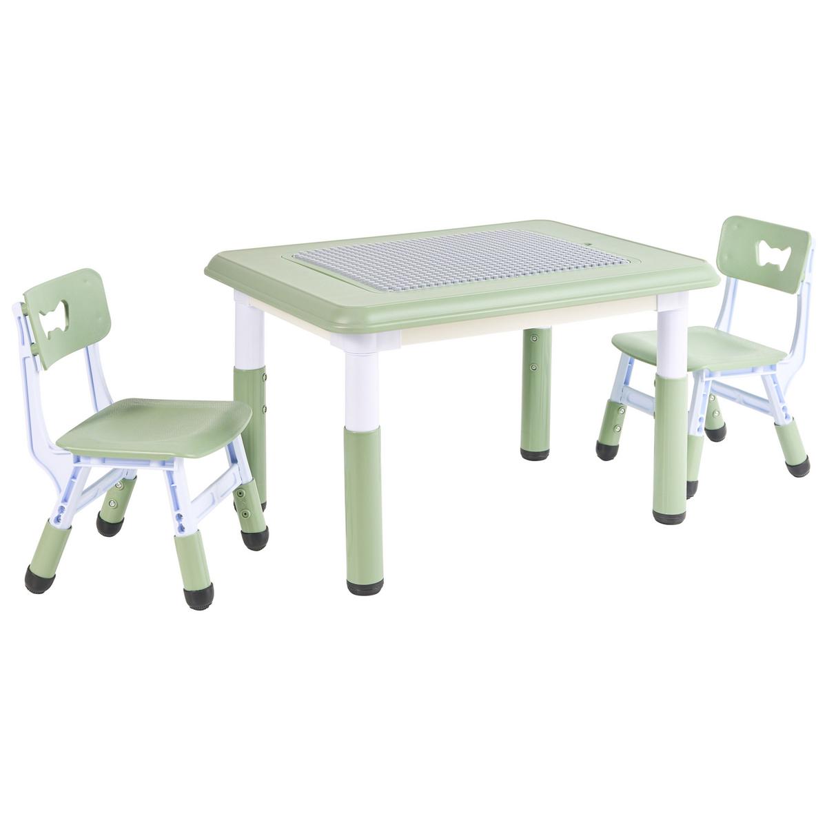 KINDERTISCH mit Stühlen Grün Bondo - Weiß/Grün, Kunststoff (82/51/62cm) - Beliani