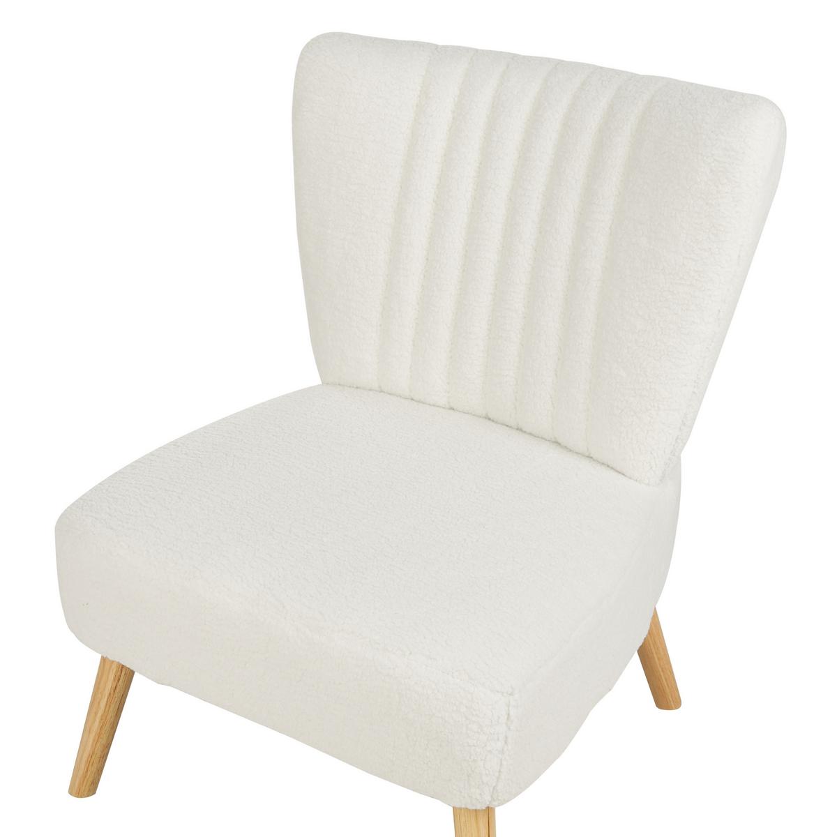 SESSEL Bouclé Weiß Vaasa - Hellbraun/Weiß, Textil (61/85/60cm) - Beliani