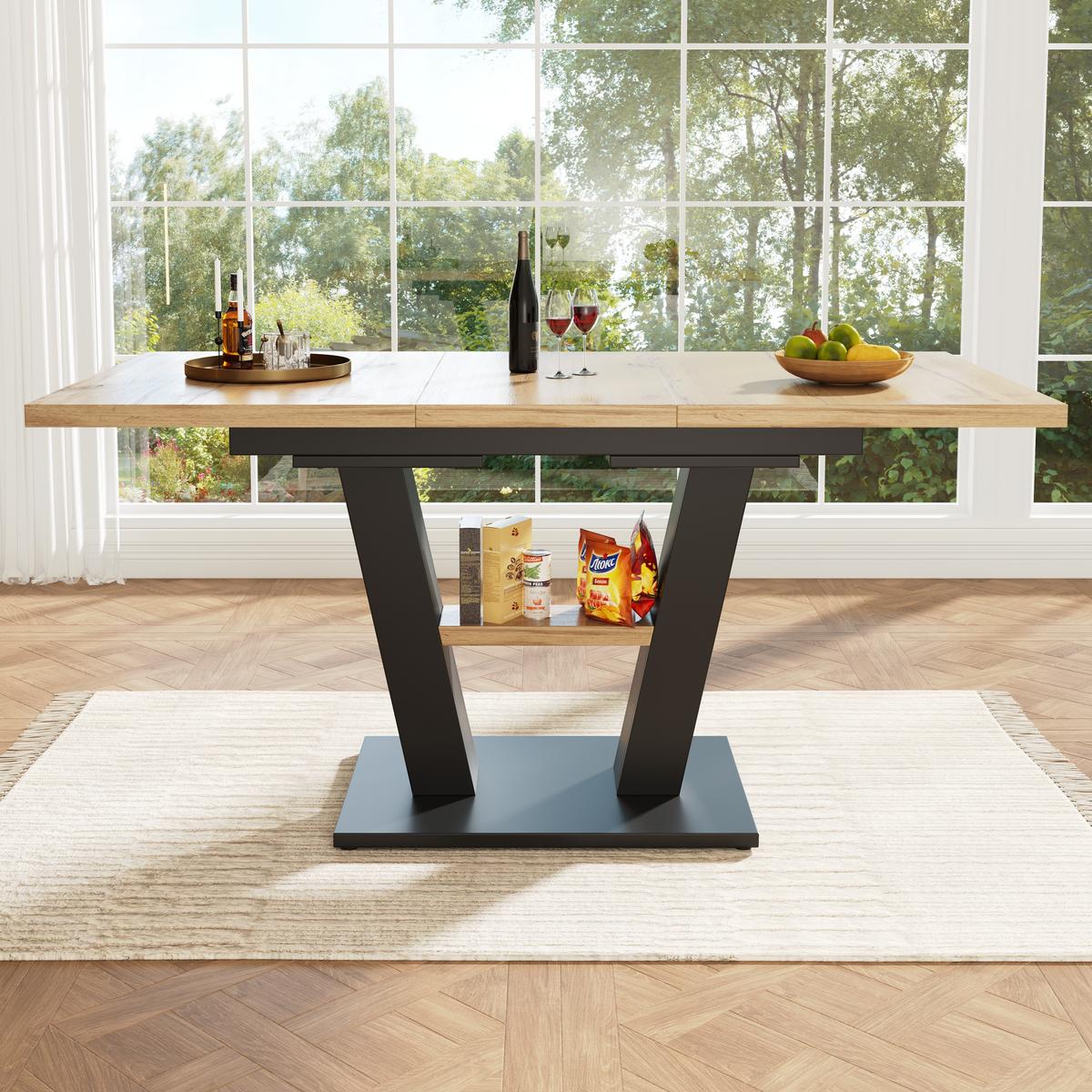 ESSTISCH Schwarzes und natürliches Holz 157/70/75 cm - Weiß, Holz/Metall (70/157/75cm) - Urban Meuble