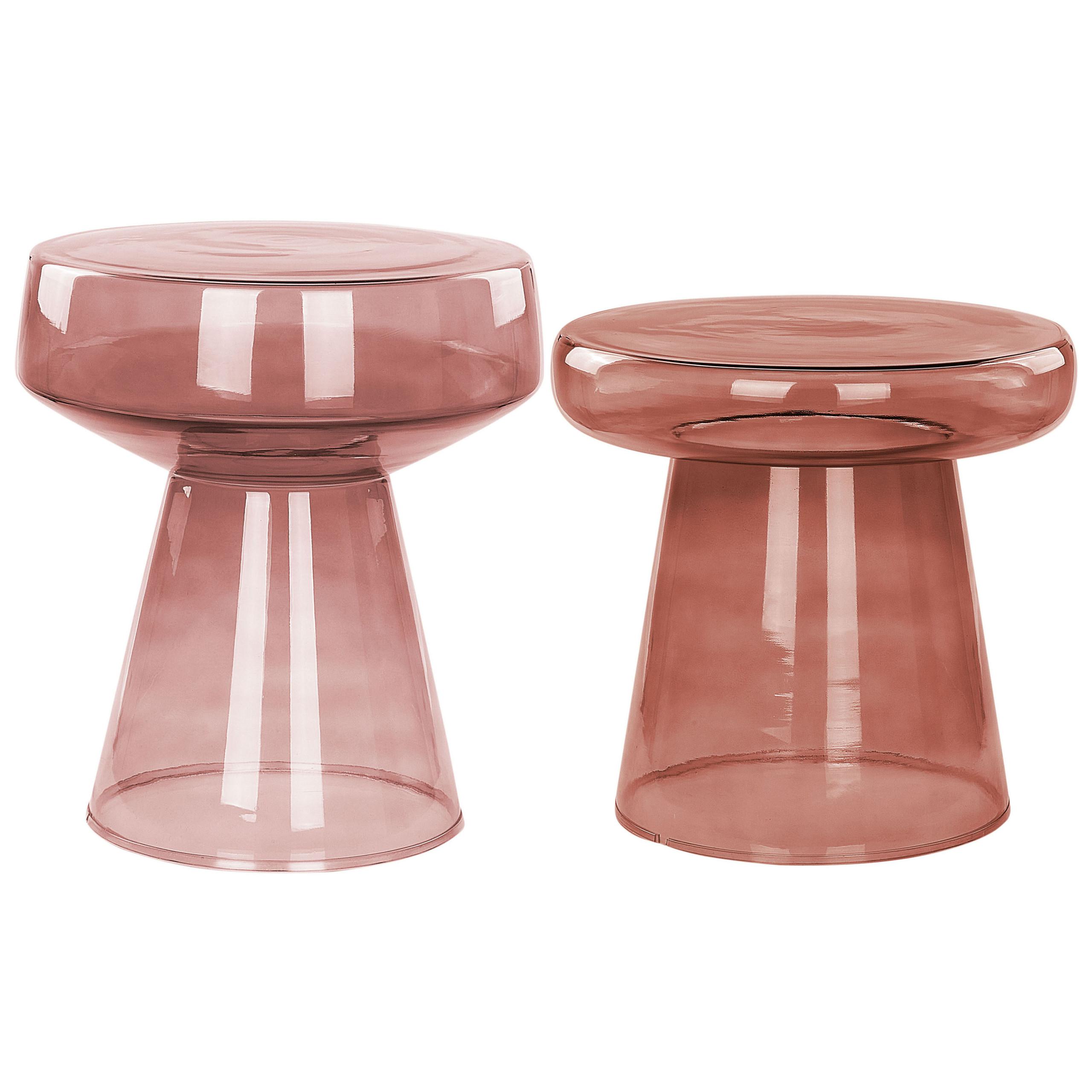BEISTELLTISCH 2er-Set Rot Laguna/Caldera - Rot, Glas (39/39/43cm) - Beliani
