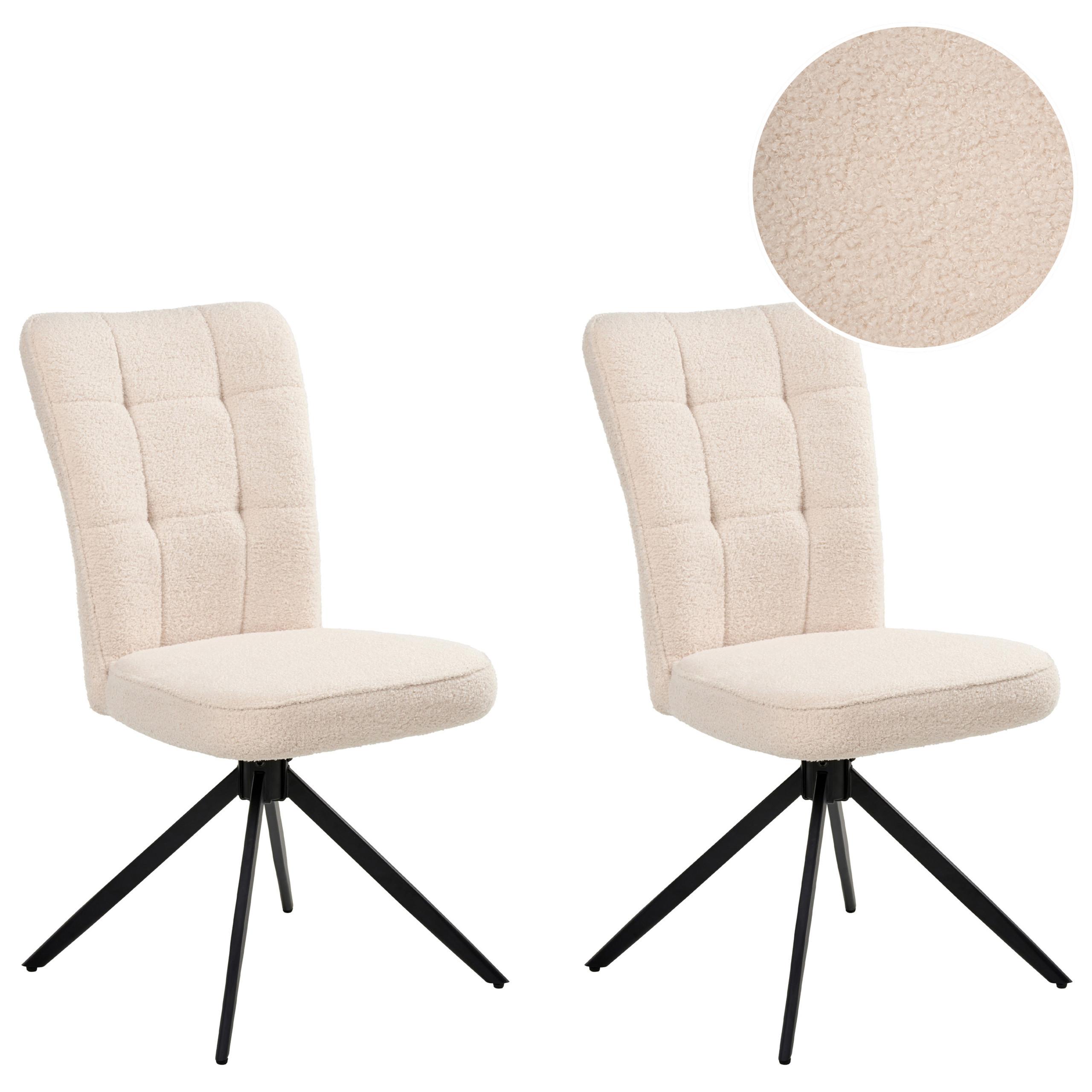 ESSZIMMERSTUHL 2er-Set drehbar Bouclé Hellbeige Ryan - Beige, Textil (51/91/69cm) - Beliani