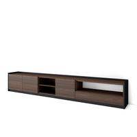 LOWBOARD, Dunkler Eiche und Schwarz, 310/37/50cm - Hellbraun, Holzwerkstoff (310/50/37cm) - Skraut Home
