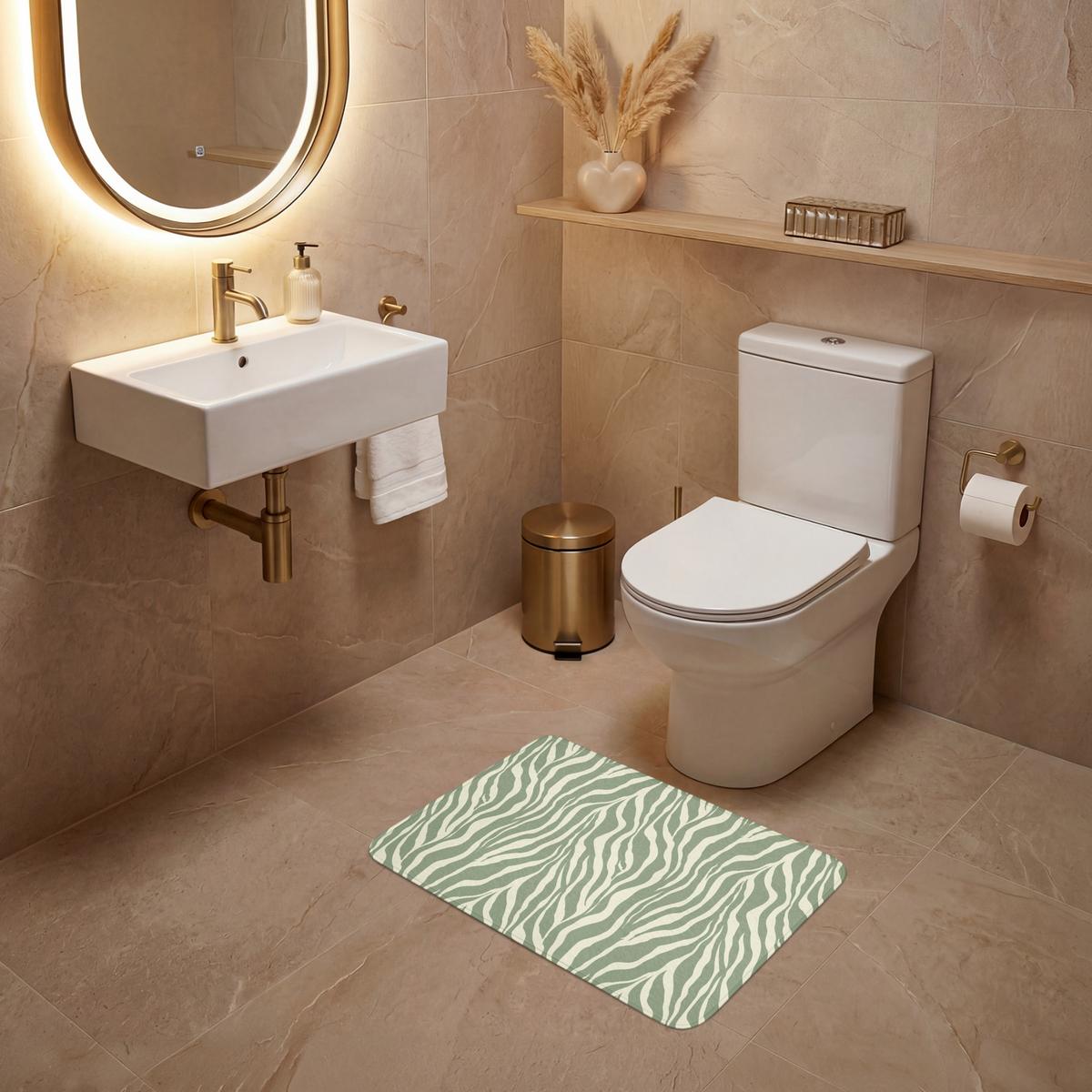 WC-VORLEGER Zebra - Motiv - Grün Toilettenvorleger 60x40 cm - Salbeigrün, Textil (60/1cm) - OnlyWow