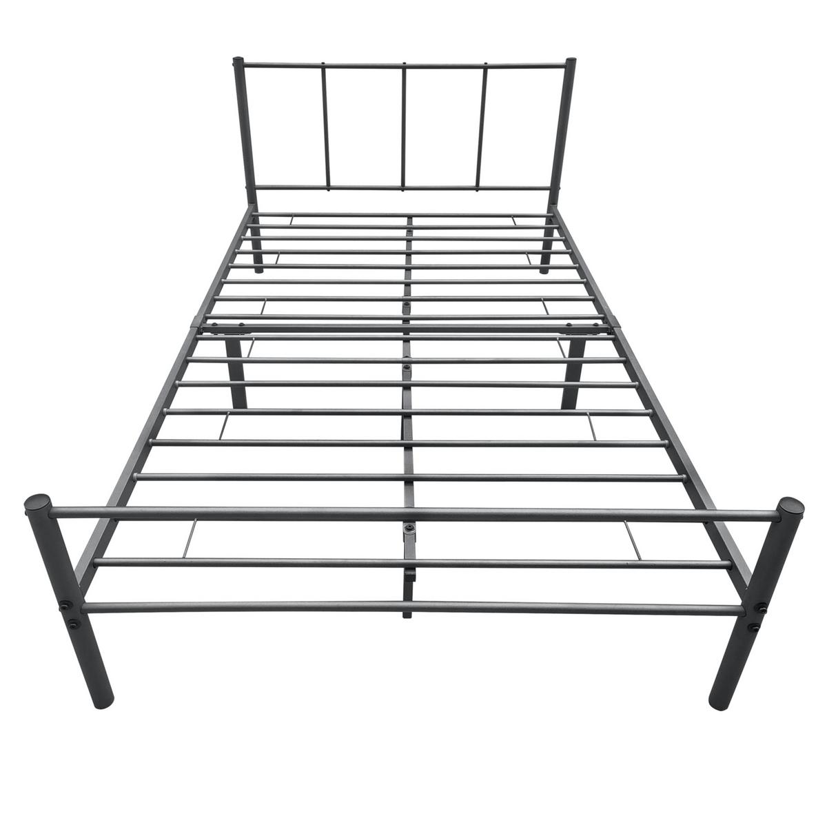 METALLBETT Laos - Dunkelgrau, Metall (120/200cm) - [en.casa]