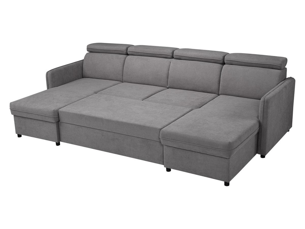 WOHNLANDSCHAFT Barcelo U - Schwarz, Holz/Textil (284/84/166cm) - MIRJAN24