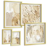 BILDER SET 5er Set - 50x50 cm & 20x30 cm & 40x60 cm Goldrahmen - Retro-Blumenmuster aus verschiedenen Städten - Goldfarben, Kunststoff (40/60cm) - TULUP