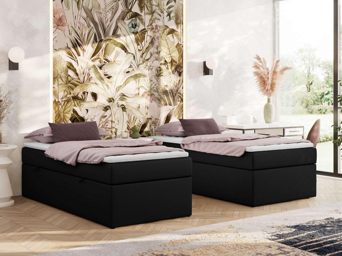 BOXBETT ZERO 90/200 - Schwarz Kunstleder - H4 - Topper T25 - Schwarz, Textil (90/200cm) - MKS