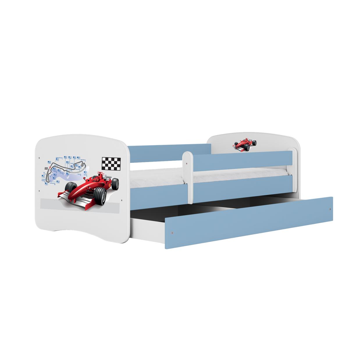 KINDERBETT Formel 1 mit Schublade 140/70 80/61/144 - Blau, Holzwerkstoff (70/140cm) - RAUMHIRSCH FURNITURE