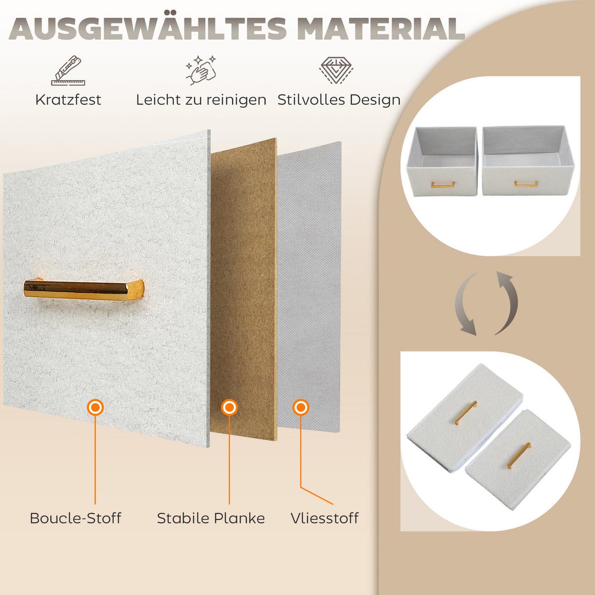 KOMMODE Polyester Spanplatte Cremeweiß - Weiß, Karton (30/99/100cm) - HOMCOM