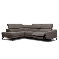 ECKSOFA LARS 5-Sitzer, 1 Relax, verstellbare Kopfstützen, taupe - Taupe/Schwarz, Holzwerkstoff/Textil (284/201cm) - Wozimo