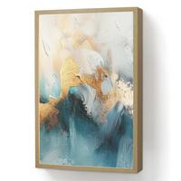 WANDLEUCHTE MIT AKKU Abstrakt - Kunst - Gold - Blau 40x60 cm - Türkis, Holzwerkstoff (40/60/8cm) - OnlyWow