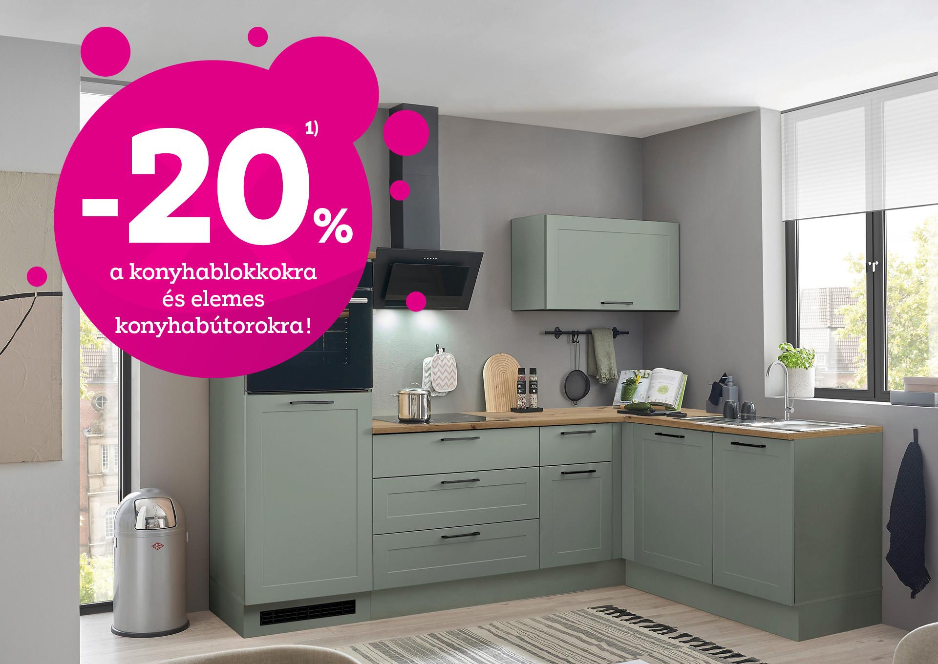-20% a konyhablokkokra és elemes konyhabútorokra!