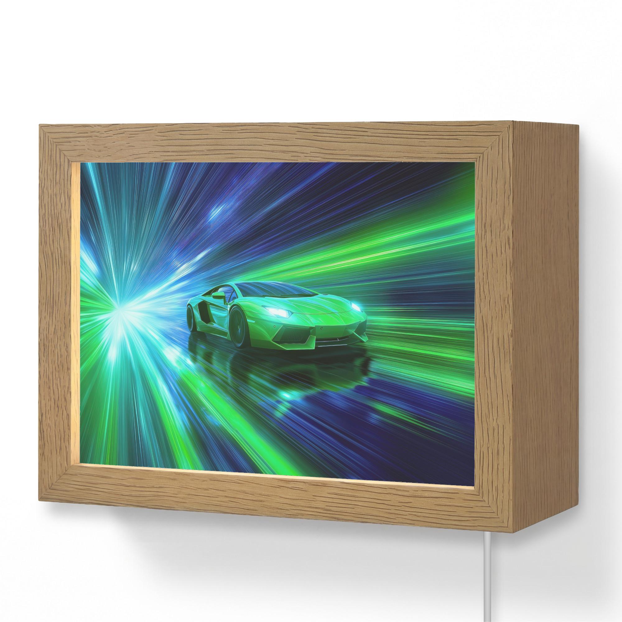 WANDLEUCHTE Geschwindigkeit - Leicht - Sportwagen - Grün 20x15 cm - Grün, Holzwerkstoff (20/15/8cm) - OnlyWow