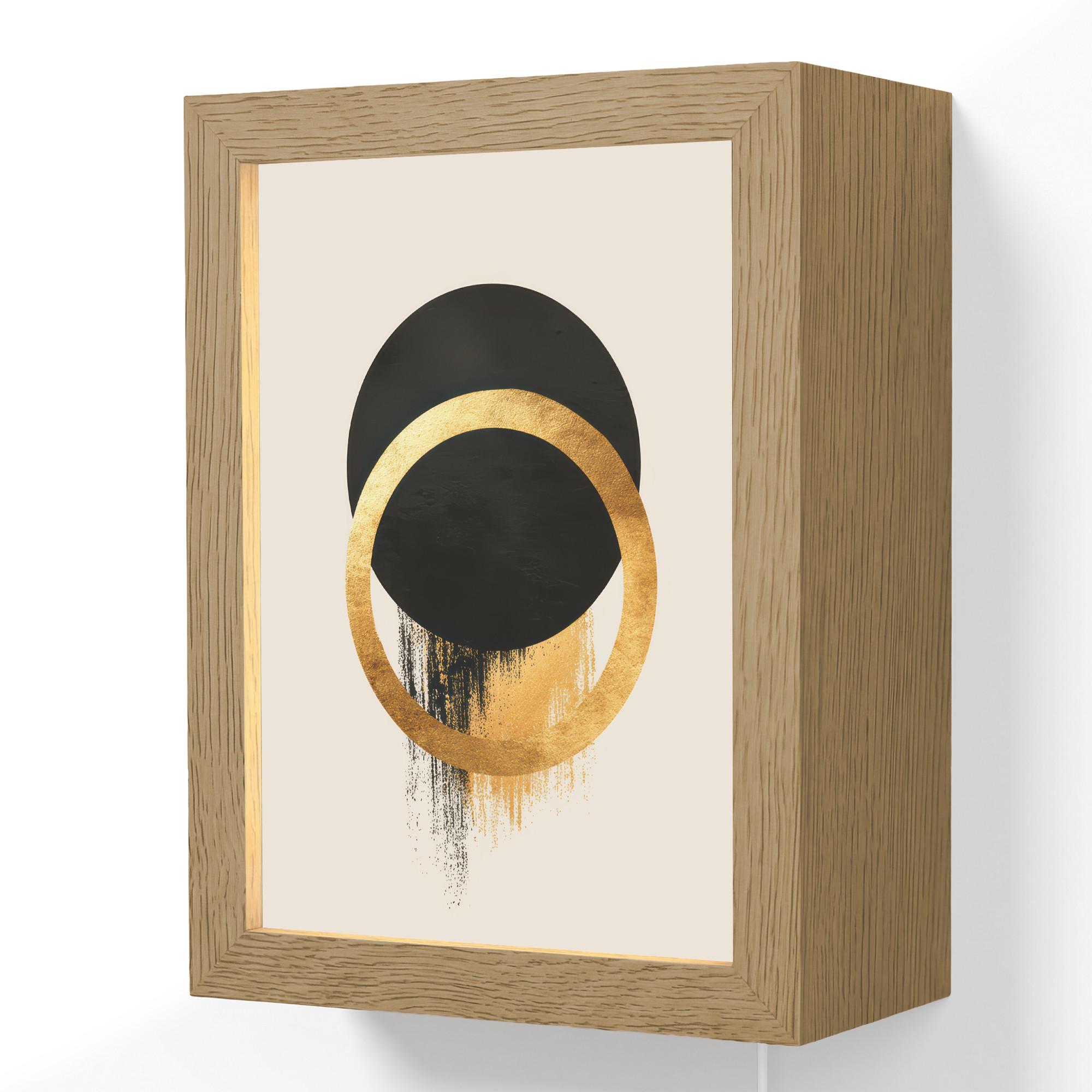 WANDLEUCHTE Abstraktes Design - Schwarzer Kreis - Farbflecken 15x20 cm - Creme, Holzwerkstoff (15/20/8cm) - OnlyWow