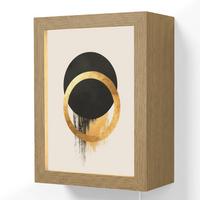 WANDLEUCHTE Abstraktes Design - Schwarzer Kreis - Farbflecken 15x20 cm - Creme, Holzwerkstoff (15/20/8cm) - OnlyWow