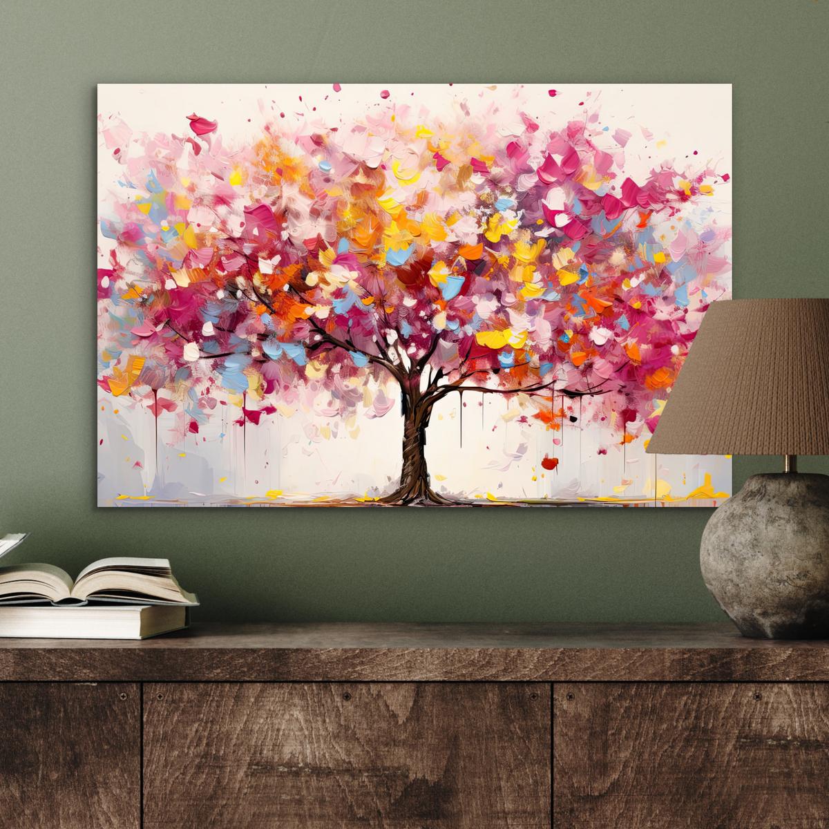 METALLBILD Aquarell - Baum - Kunst - Abstrakt Wandbild 60x40 cm - Multicolor, Metall (60/40cm) - MuchoWow