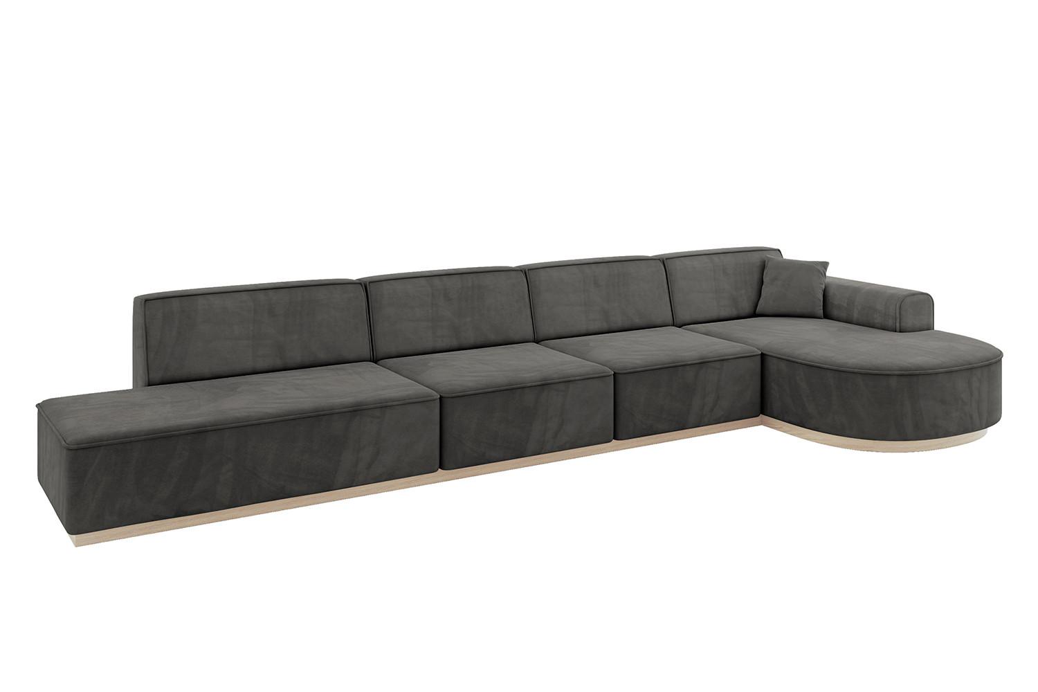 ECKSOFA Ottomane Rechts ARRIO-L3 - 413x171x83 cm Dunkelgrau - Dunkelgrau, Holzwerkstoff/Textil (413/171cm) - ALTDECOR