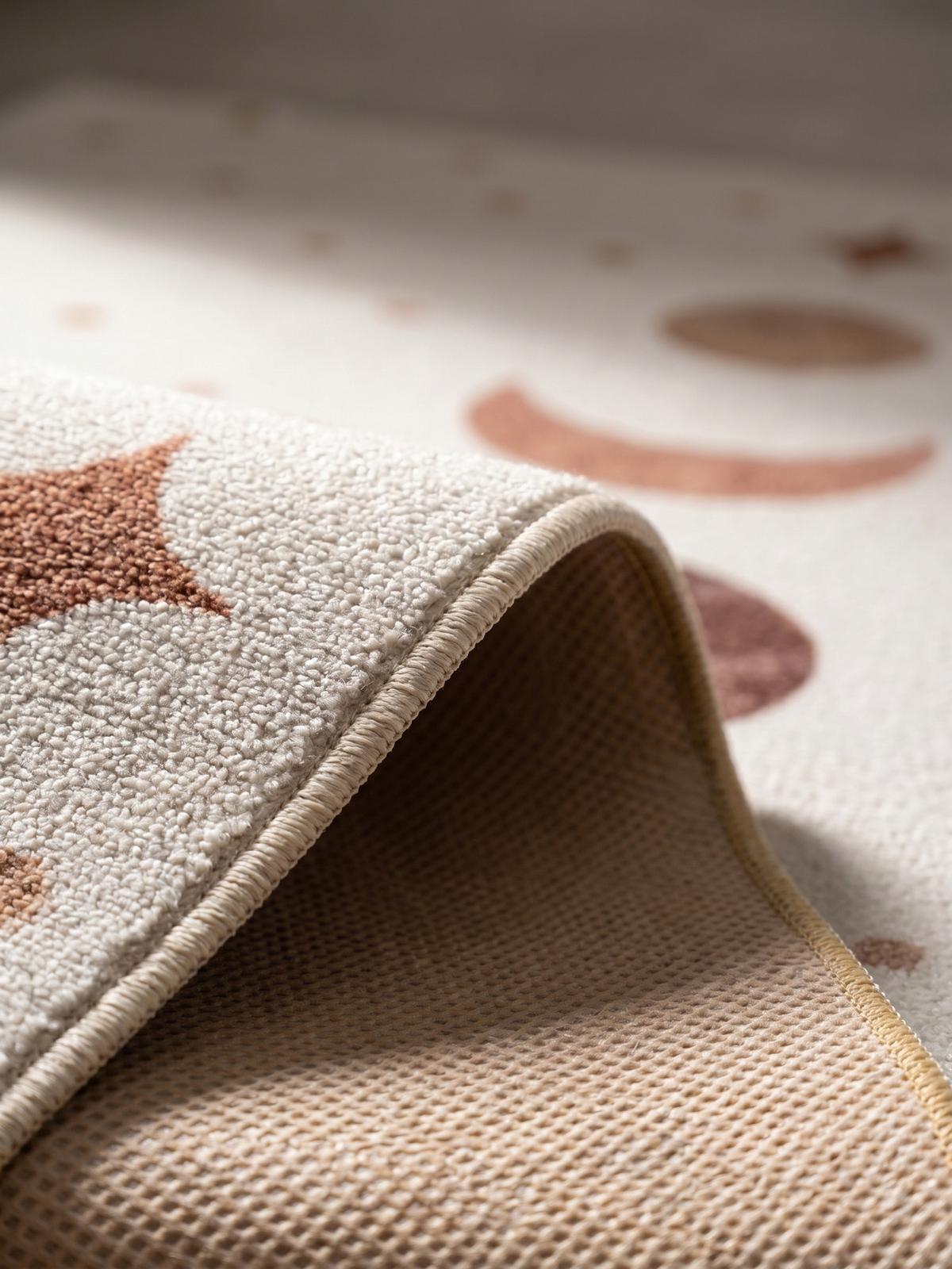 TEPPICH Kurzflor Waschbar TINO in Creme, mit Mondphasen-Motiv, 140 x 200 cm - Beige, Textil (200/140cm) - KADIMA DESIGN