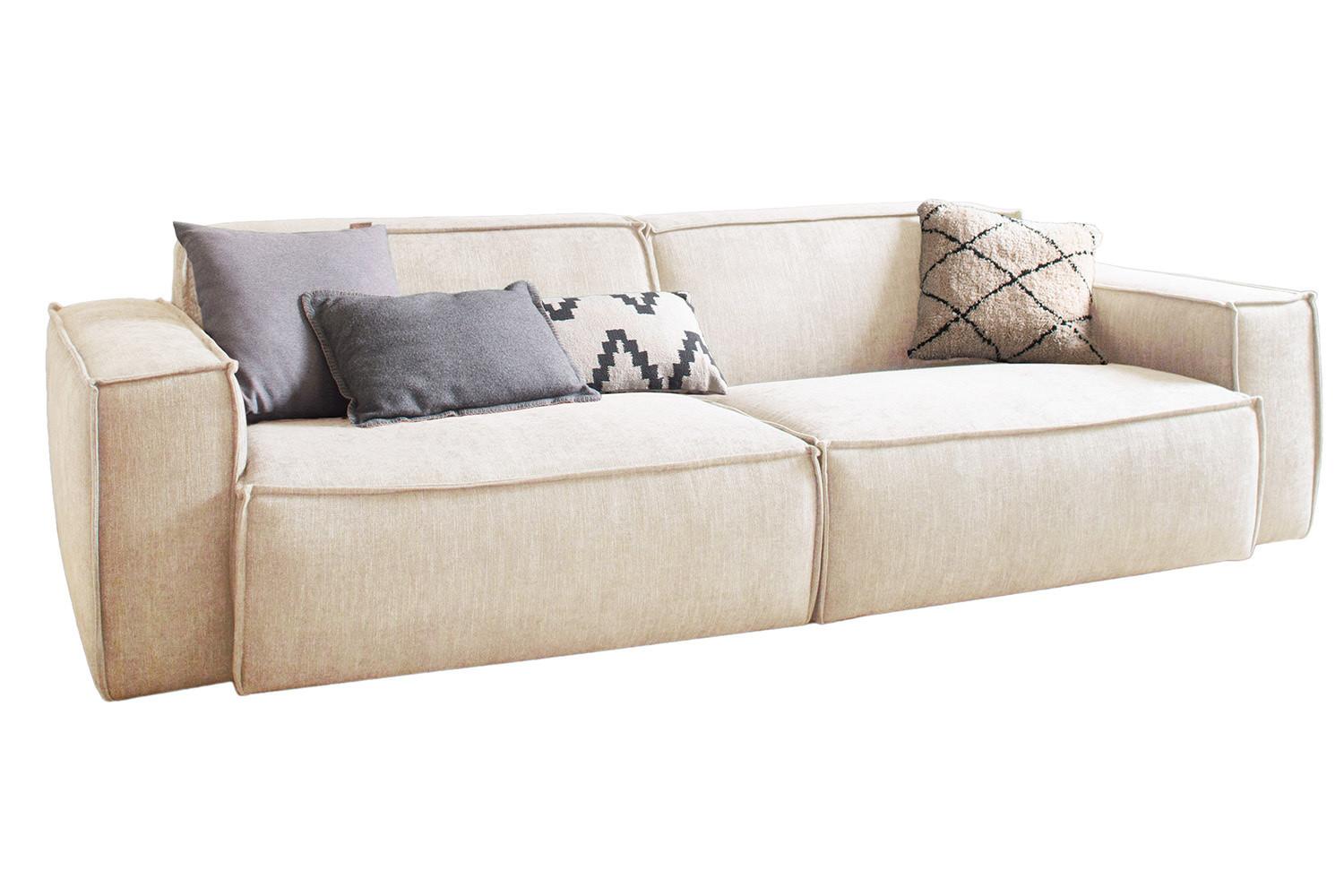 SOFA SAMU Cremeweiß Webstoff - Creme/Schwarz, Textil (236/72/106cm) - KAWOLA