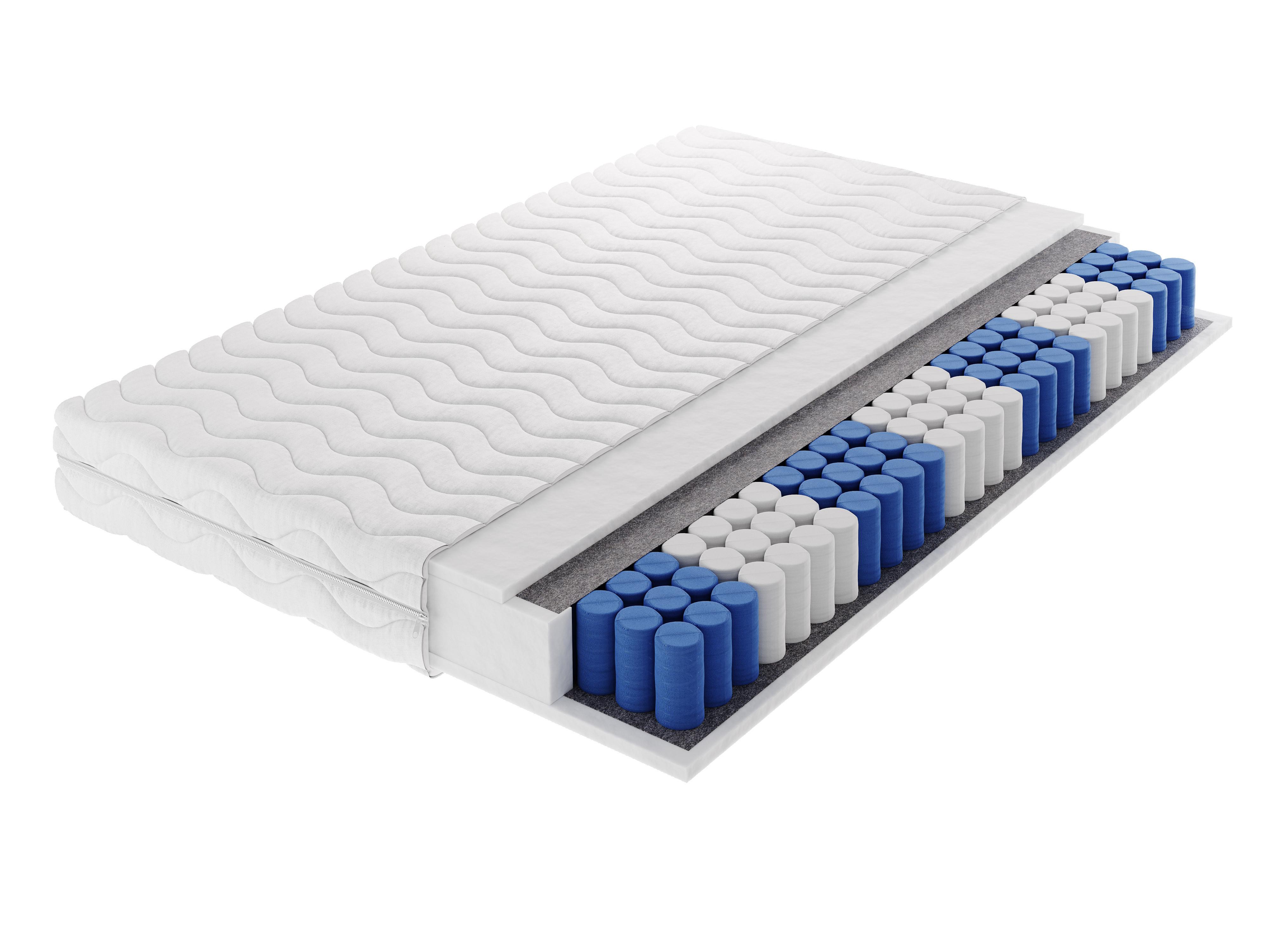 TASCHENFEDERKERNMATRATZE NOCTIVO 200x200, H3, Höhe ca.: 18 cm - Weiß, Textil (200/200cm) - MASSENO