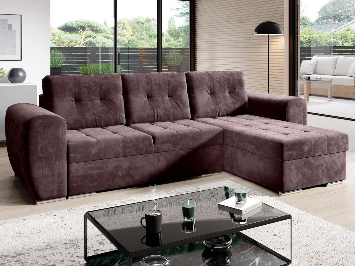 ECKSOFA Bari - Violett/Silberfarben, Holz/Textil (256/157cm) - MIRJAN24