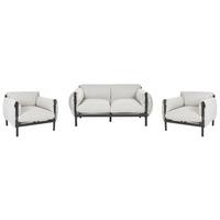 4-SITZER LOUNGE SET Aluminium hellgrau/schwarz Esperia - Hellgrau/Schwarz, Metall - Beliani