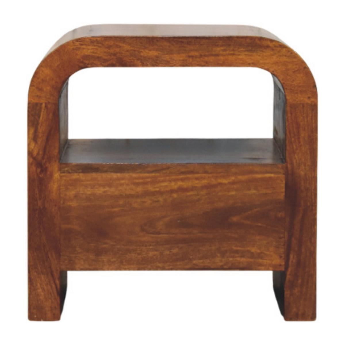 NACHTTISCH Massivholz Darcy Kastanienbraun, 1 Schublade und Offenes Regal, Dunkelbraun - Dunkelbraun/Messingfarben, Mangoholz/Holz (45/45/35cm) - Artisan Furniture