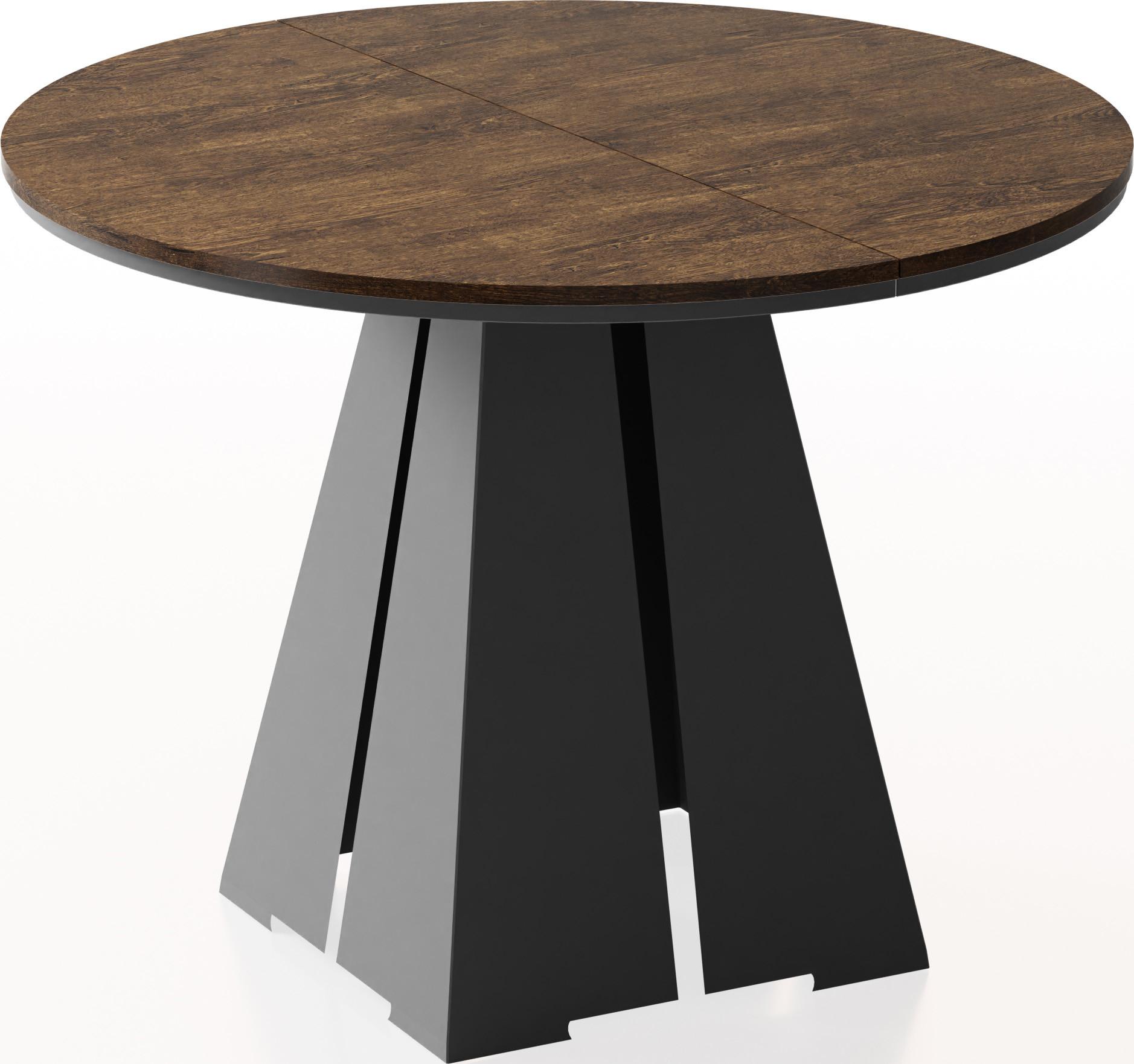 ESSTISCH Kova runder ausziehbarer, Lefkas Eiche 100-180/100/76 cm - Alteiche/Schwarz, Holzwerkstoff/Metall (100/176/76cm) - WFL GROUP