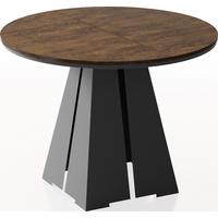 ESSTISCH Kova runder ausziehbarer, Lefkas Eiche 100-180/100/76 cm - Alteiche/Schwarz, Holzwerkstoff/Metall (100/176/76cm) - WFL GROUP