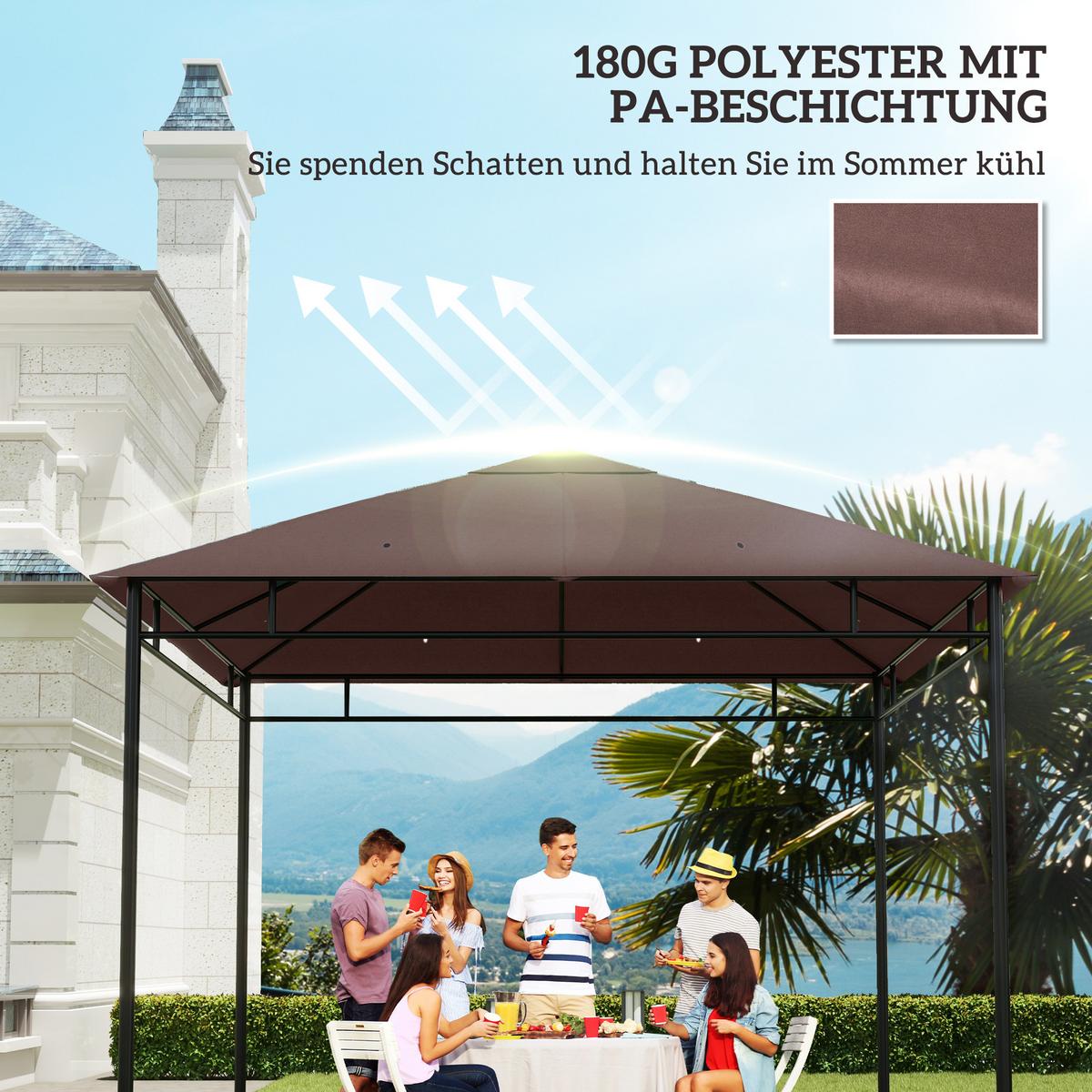 PAVILLON-ERSATZDACH Polyester Kaffee - Braun, Kunststoff (298/1/298cm) - Outsunny