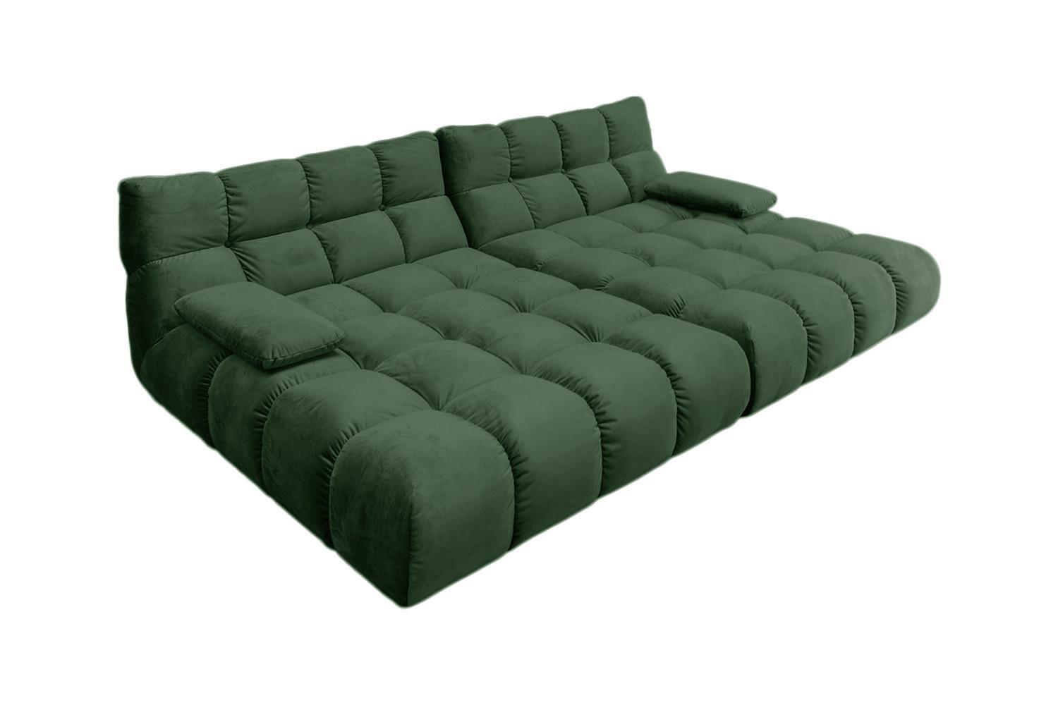 BIG SOFA VIVIEN Smaragdgrün Velvet - Smaragdgrün/Schwarz, Kunststoff/Textil (296/85/178cm) - KAWOLA