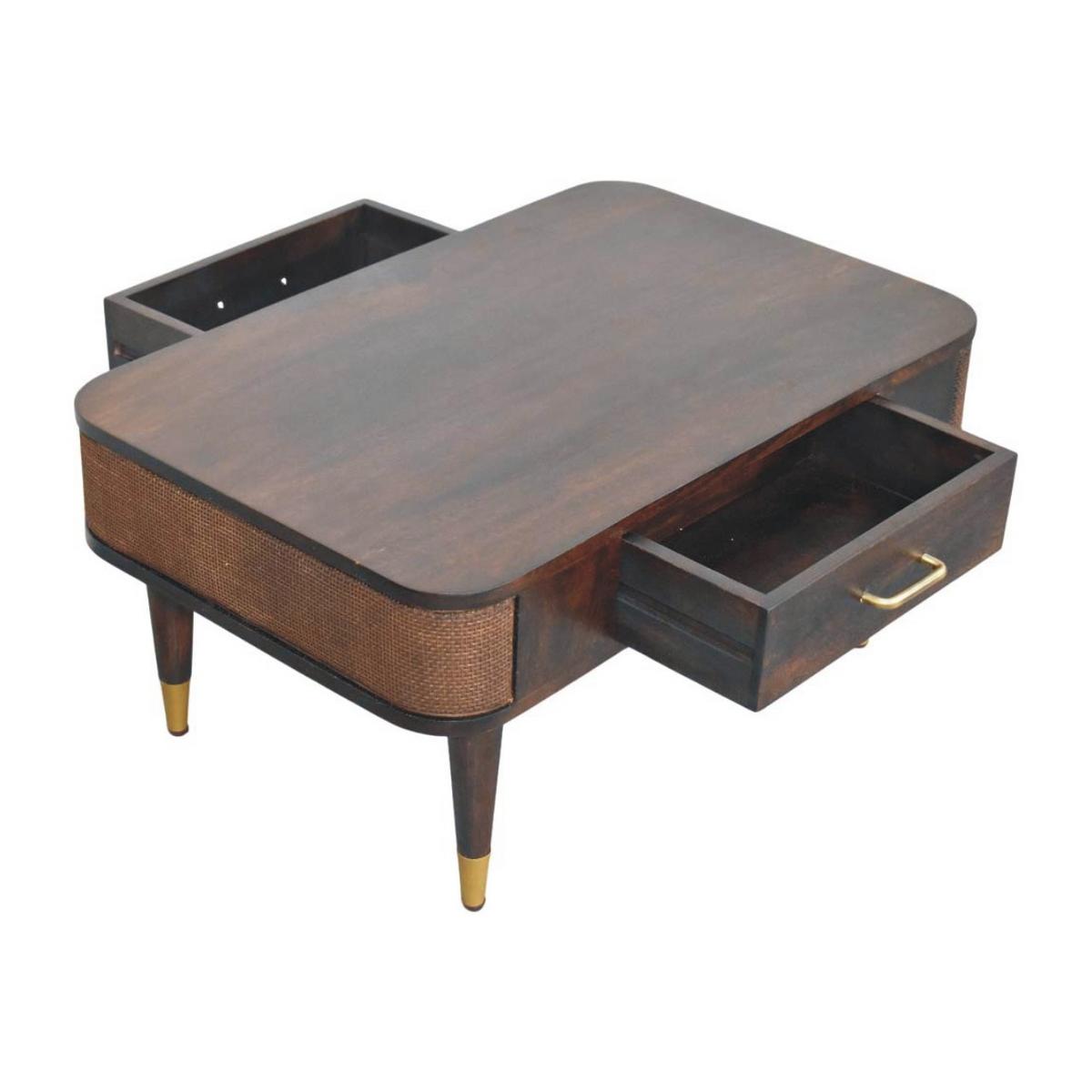 TISCH mit Samt-Mokka-Finish, 1 Schublade, dunkelbraun - Dunkelbraun/Goldfarben, Holz/Metall (55/85/41cm) - Artisan Furniture