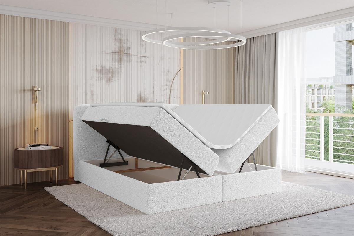 BOXBETT mit Matratze H4 - NINA - 180x200 cm - Weiß - Weiß, Holzwerkstoff (180/200cm) - ALTDECOR