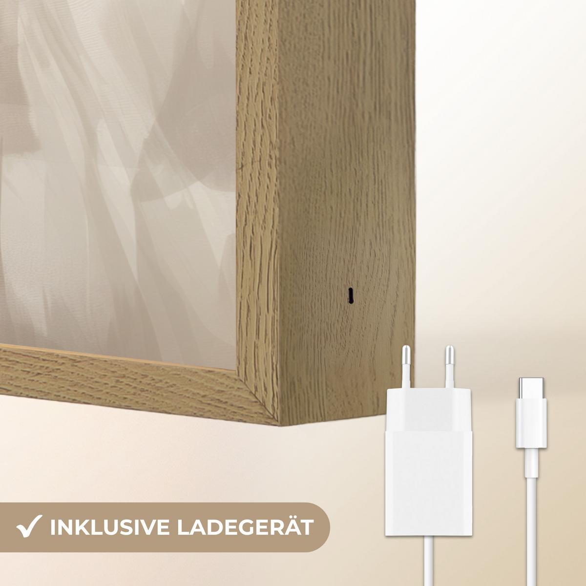 WANDLEUCHTE MIT AKKU Blume - Beige - Farbe - Schatten 100x70 cm - Beige, Holzwerkstoff (100/70/8cm) - OnlyWow