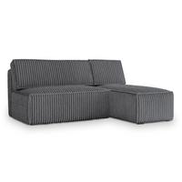ECKSOFA BRISO T Graphitfarben Kordstoff mit Schlaffunktion - Graphitfarben/Grau, Holz/Kunststoff (200/140cm) - MASSENO