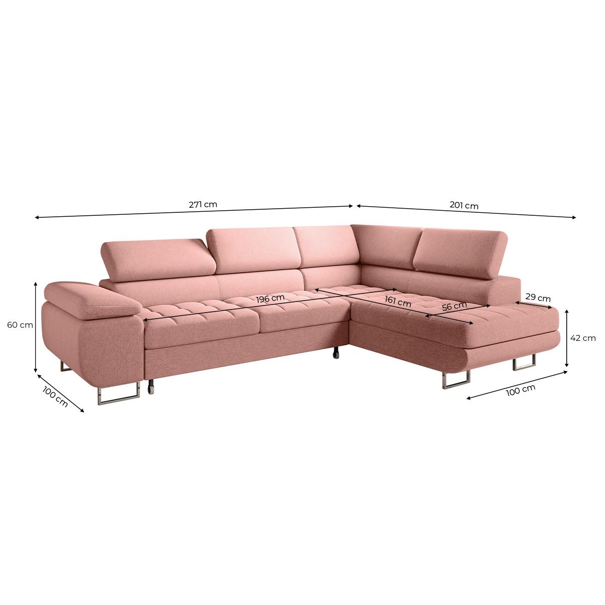 ECKSOFA Eden 4 Sitzplätze Korallenrosa - Rosa, Textil (271/201cm) - Petits-meubles