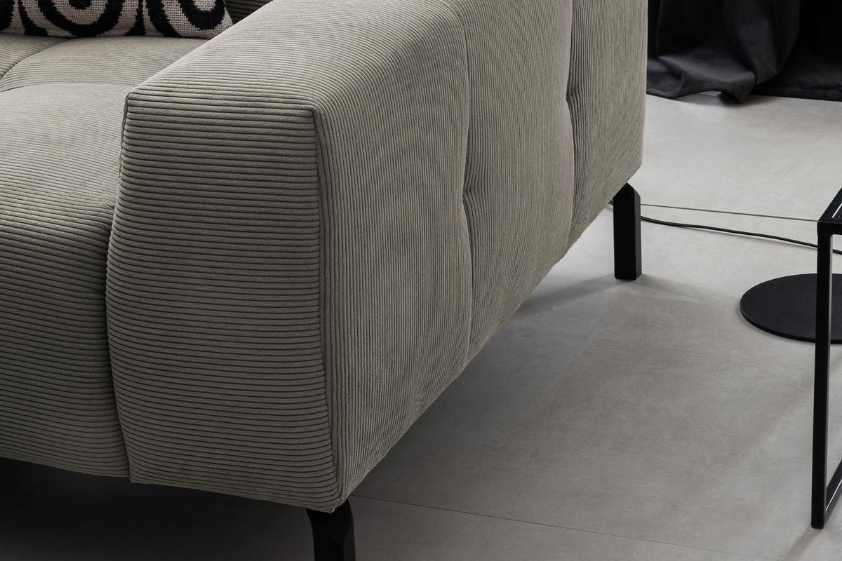 ECKSOFA OHIO Grau Cord - Schwarz/Grau, Textil/Metall (311/219cm) - KAWOLA