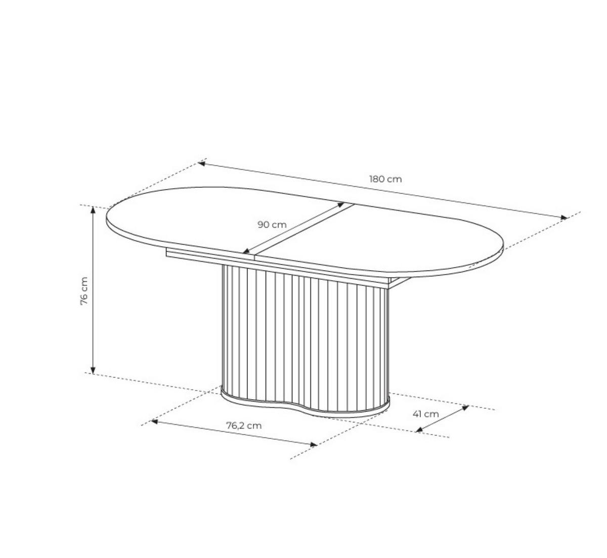 ESSTISCH CARA Ausziehbar 180 - 220 / 90 x 76 cm - Eichefarben/Eiche San Remo, Holz (180/90/76cm) - MASSENO
