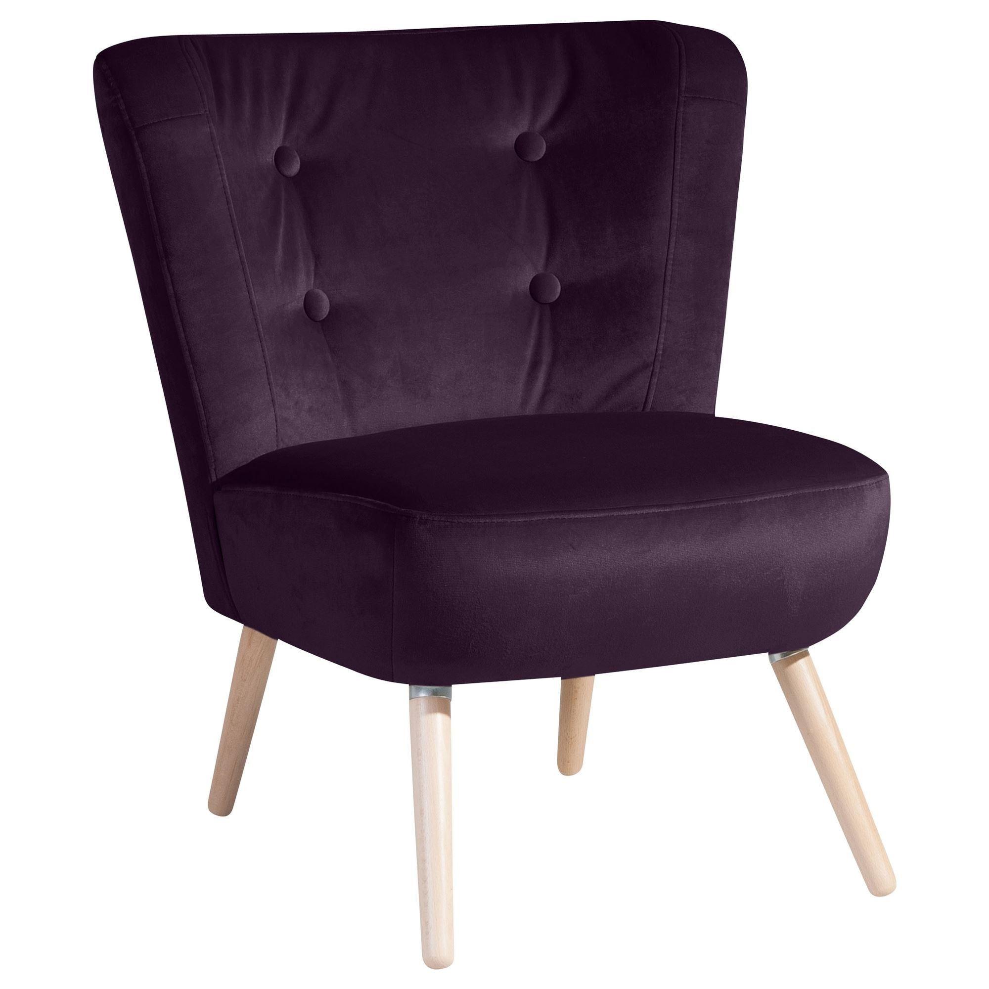 SESSEL Kassi Bezug Samtvelours Buche natur / purple - Lila, Kunststoff (69/80/68cm) - 58aufmkessel