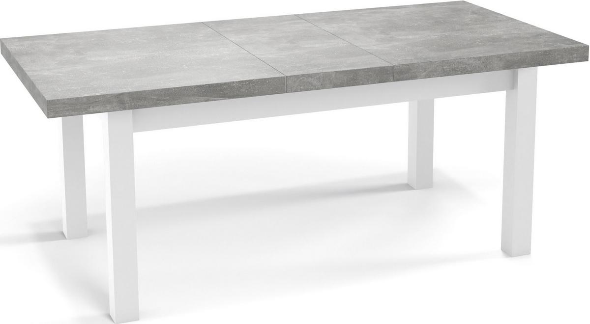 ESSTISCH Avena rechteckig ausziehbar, Grauer Beton 120/80/78 - Hellgrau/Weiß, Holz/Holzwerkstoff (80/160/78cm) - WFL GROUP
