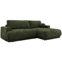 ECKSCHLAFSOFA RINA L Dunkelgrün Schenille glatt - rechts - Dunkelgrün/Schwarz, Kunststoff/Textil (170/267cm) - MKS