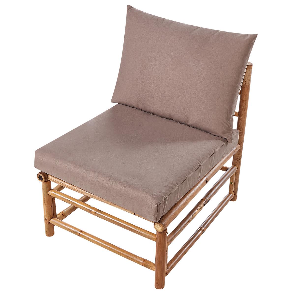 LOUNGE SET 5-Sitzer Bambusholz hellbraun 3-teilig Auflagen taupe Cerreto - Taupe, Holz - Beliani